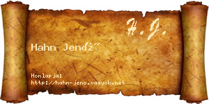 Hahn Jenő névjegykártya
